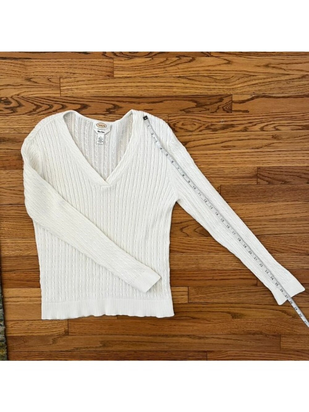 Talbots Cable Knit Sweater L Pima Cotton Light Academia Fisherman Preppy - Picture 12 of 12